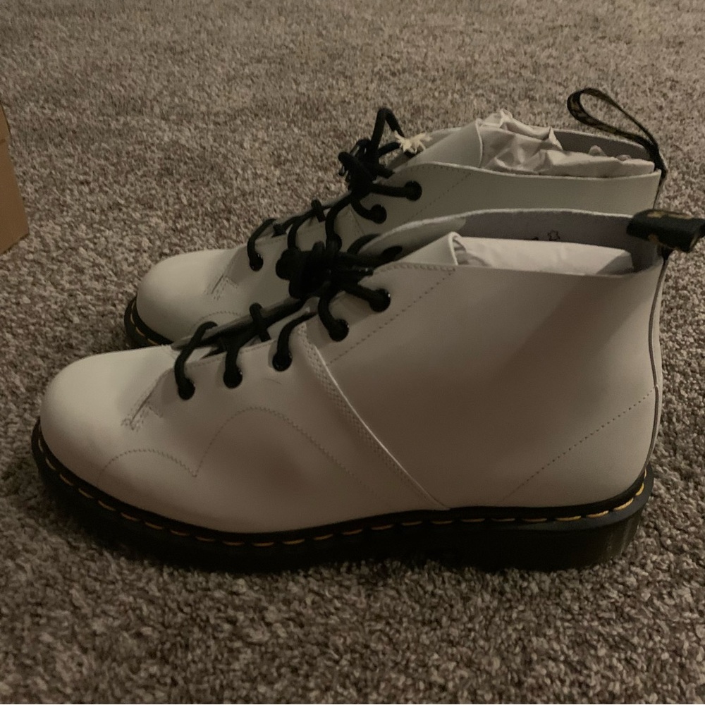 NWT Dr. Martens White Church Smooth Leather Monkey Boots - Picture 4 of 8